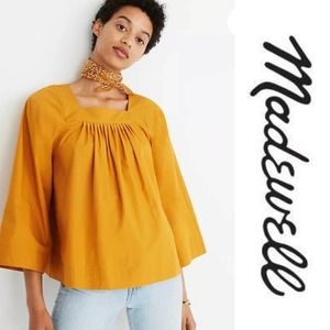 Madewell Square Neck Wide Sleeve Top Yellow